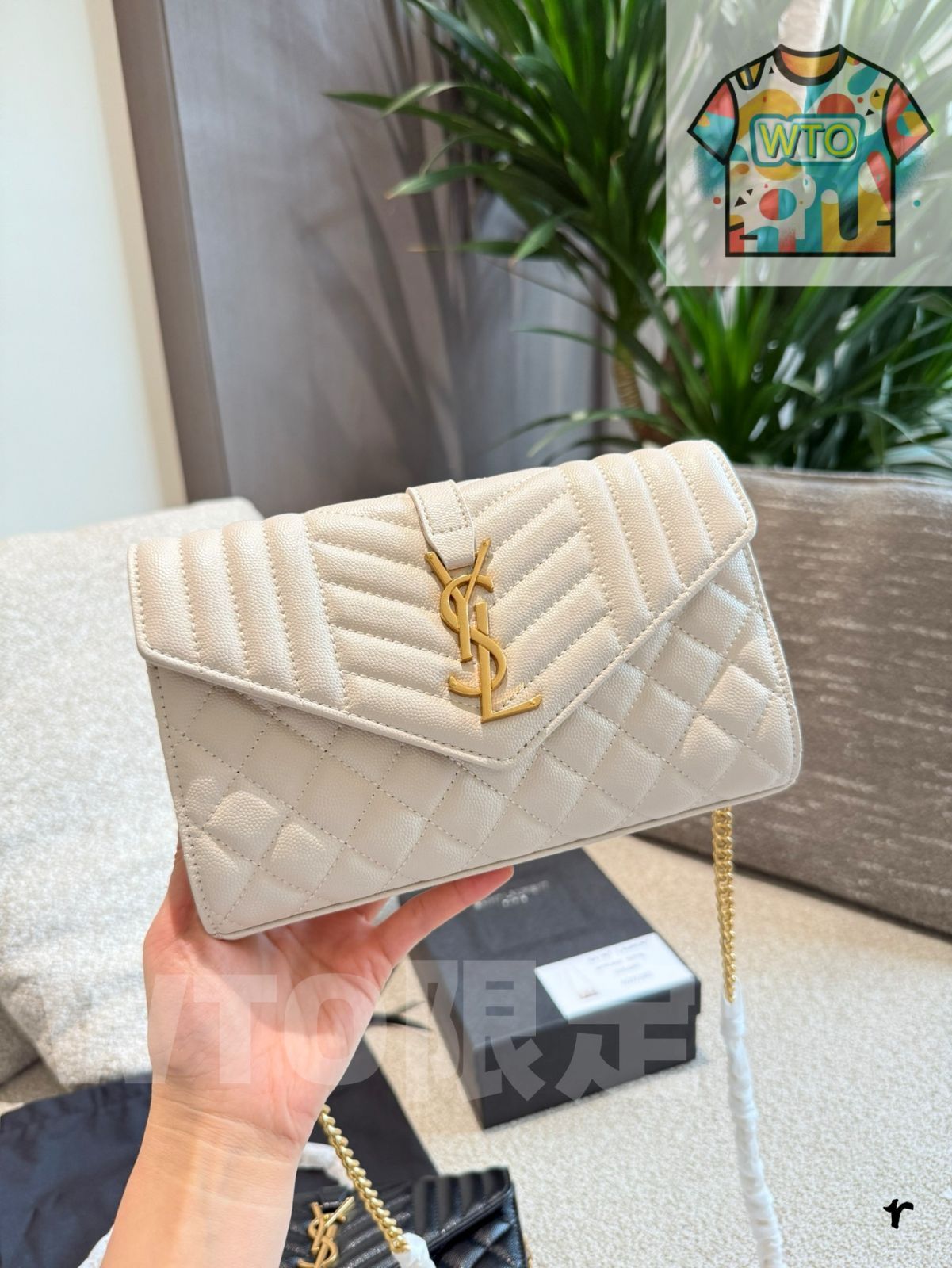 今日 YSL Saint Laurent New Envelope Bag Small Grain Embossed Leather - YSL サンローラン 新款エンベロープバッグ スモール 粒面圧印レザー-WTO輸入2