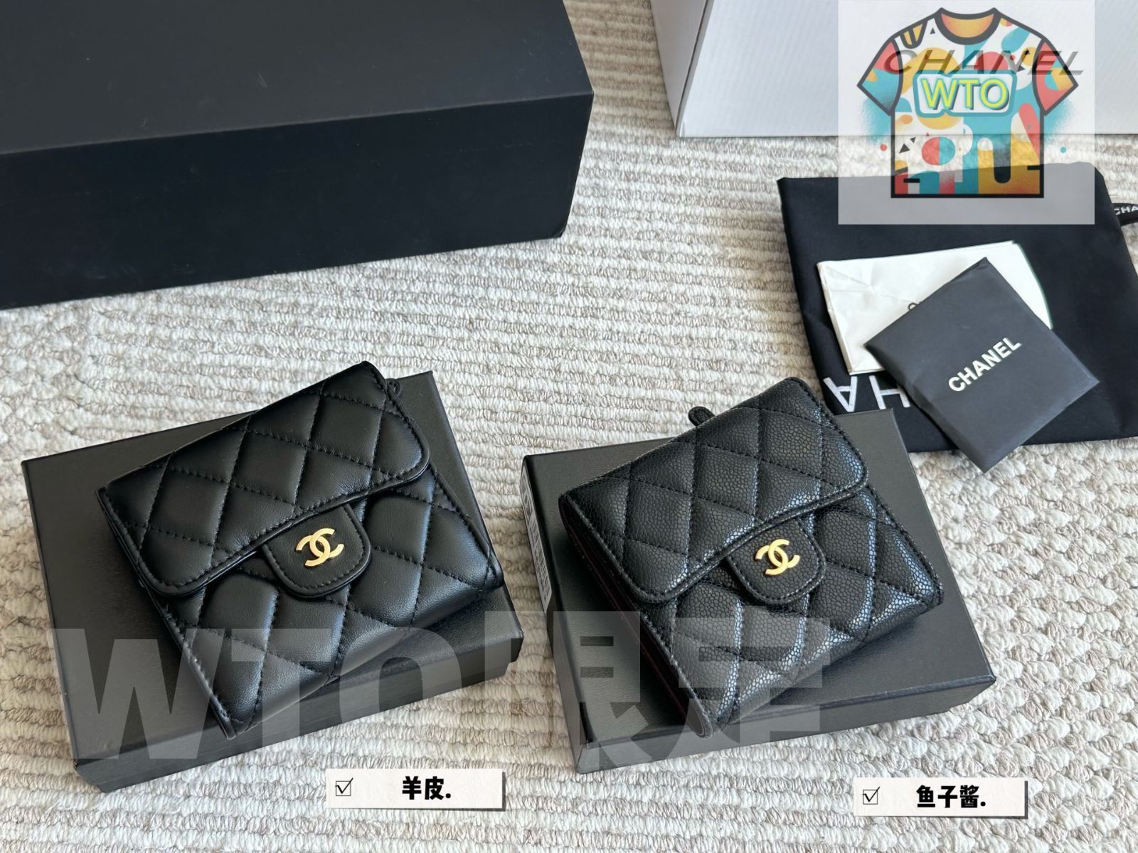 今日 Chanel Caviar Leather Sheepskin Wallet - シャネル カビアレザー 羊皮 財布-WTO輸入