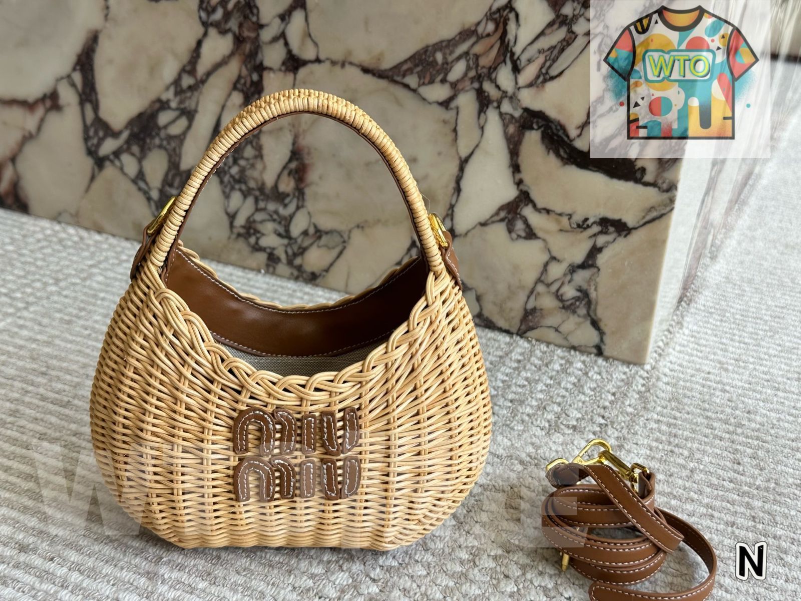 今日 Miu ニッチ ストロー マーケットトート Niche Straw Market Tote WTO輸入