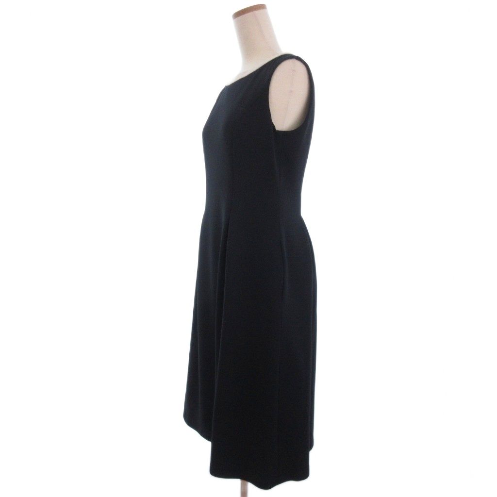 ルネ Rene BASIC ノースリーブ タック フ ワンピース ひざ丈 濃紺 ダークネイビー 36