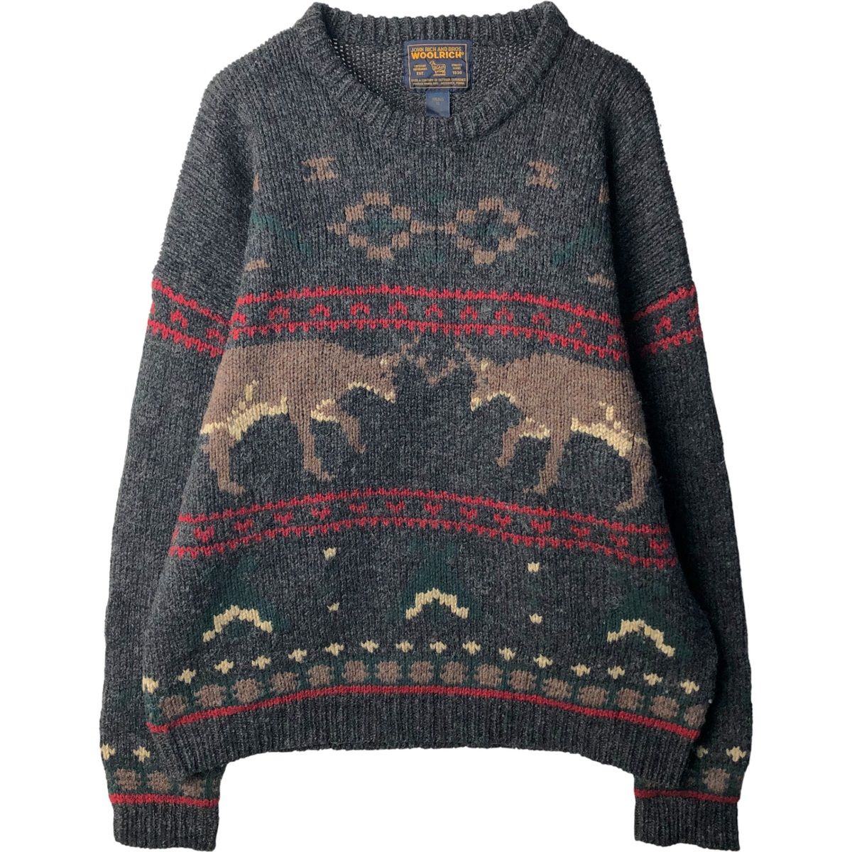 古着 00年代 ウールリッチ WOOLRICH 総柄 トナカイ柄 ノルディックセーター メンズXL相当/eaa593799