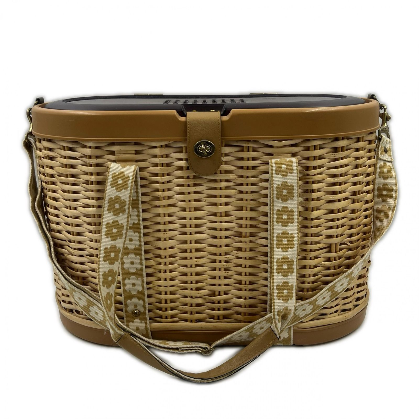 ペットキャリーバッグ 籐籠風その他バッグ ラタン ベージュ ブラウン