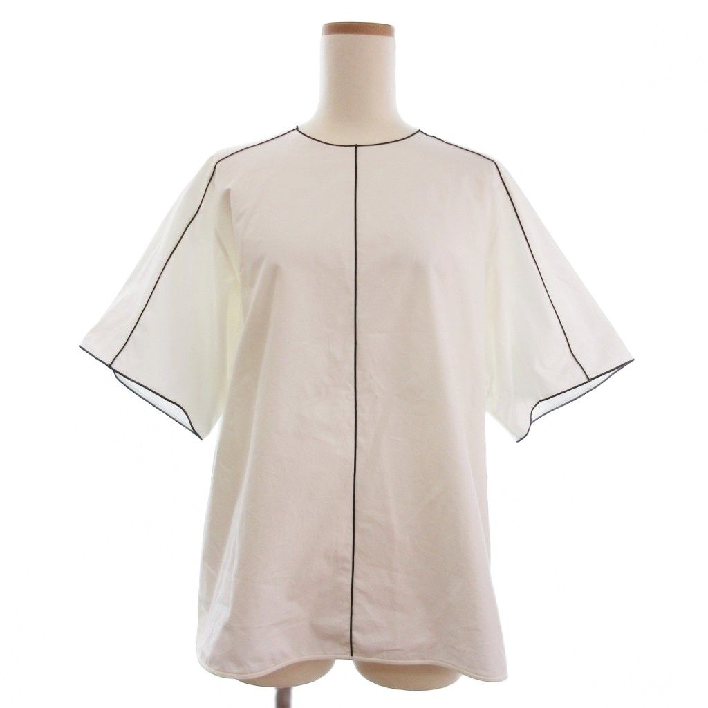 シクラス CYCLAS ノー シャツ ブラウス 半袖 コットン 白 ホワイト 34