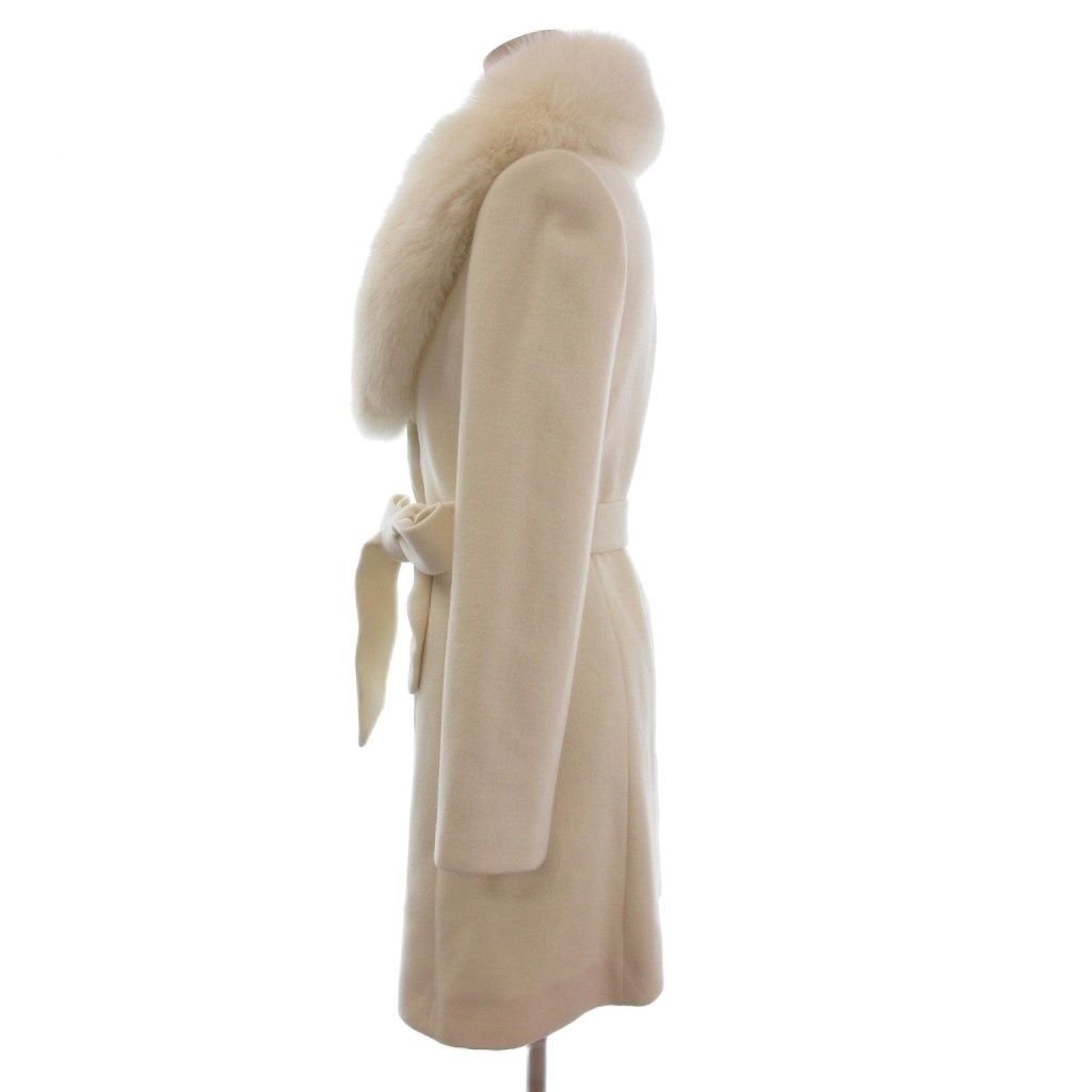 ピンキー-ダイアン ピンダイ PINKY-DIANNE コート ロング フォックスファー アンゴラ混 長袖 38 アイボリー