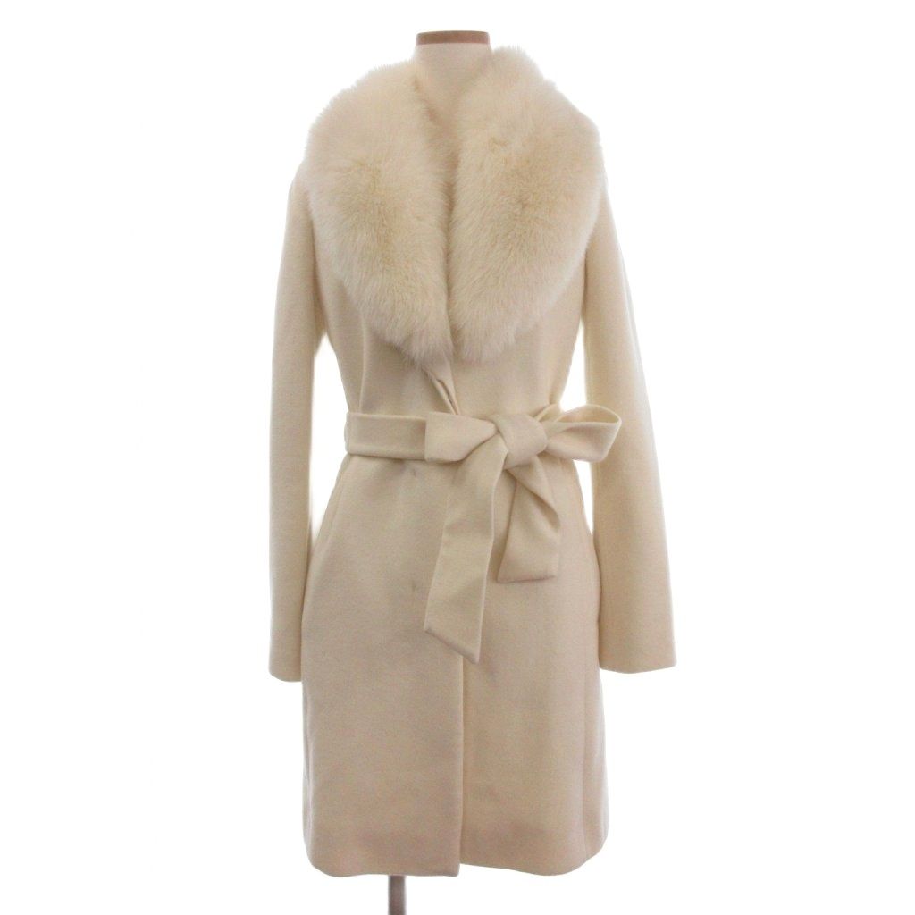 ピンキー-ダイアン ピンダイ PINKY-DIANNE コート ロング フォックスファー アンゴラ混 長袖 38 アイボリー