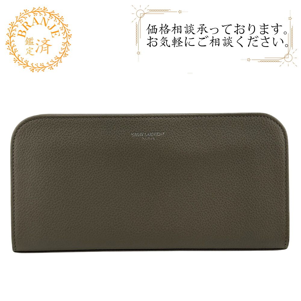 SAINT LAURENT PARIS サンローランパリ 326599 ラウンドファスナー 長財布 グレージュ レディース