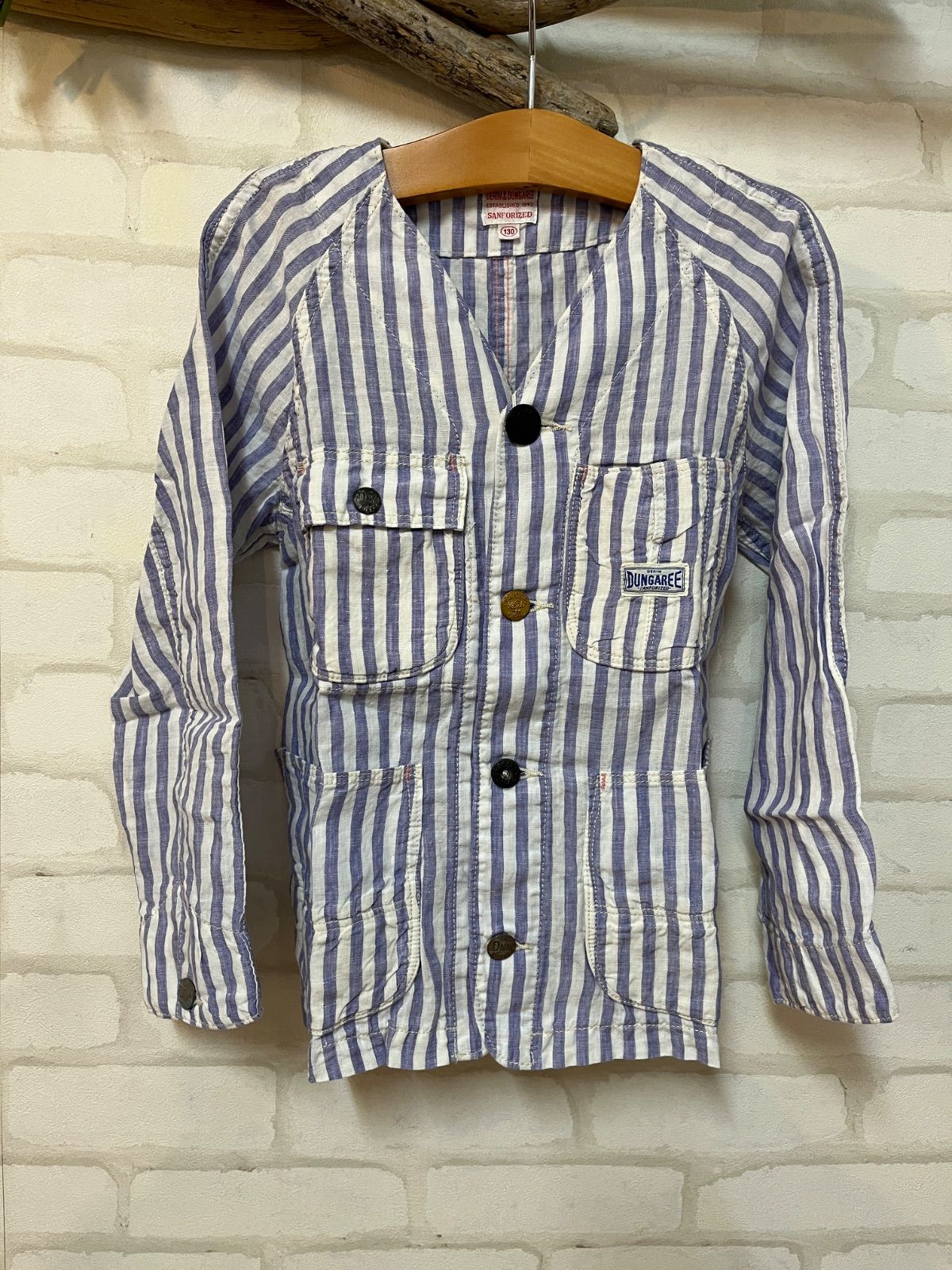 定価14400円 税の45％OFF子供服 ブランド デニムダンガリー DENIM 130㎝ トップス リネン100％ キッズトップス