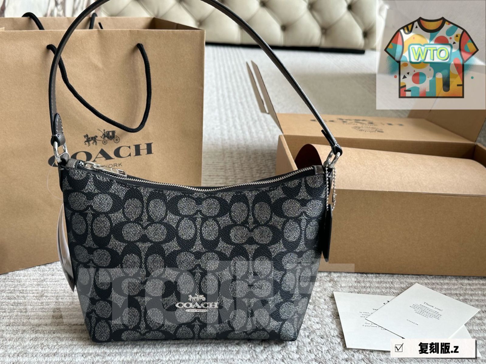 WTO通販 Coach Zip Top アンダーアームバッグ-WTO輸入-VWY58