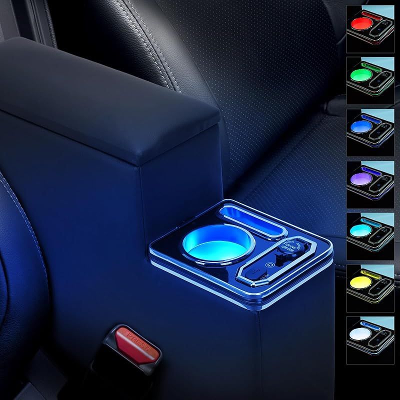 在庫 BUYFULL コンソールボックス シエンタ 10系 170系 アームレスト 呼吸ランプ 変換 大容量収納 ドリンクホルダー USBポート付き RGB LED点灯 PU素材 取付簡