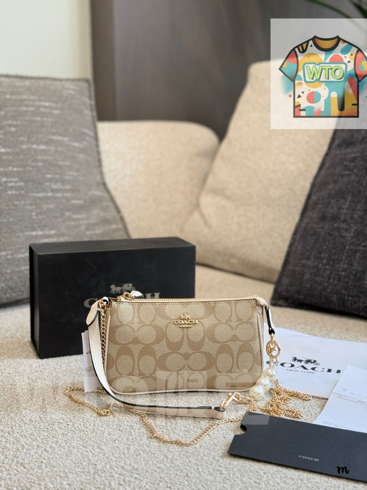 WTO通販 COACH Nolita Mahjong Bag 19 ノリタ マージャンバッグ クリーム -WTO輸入-ELV41