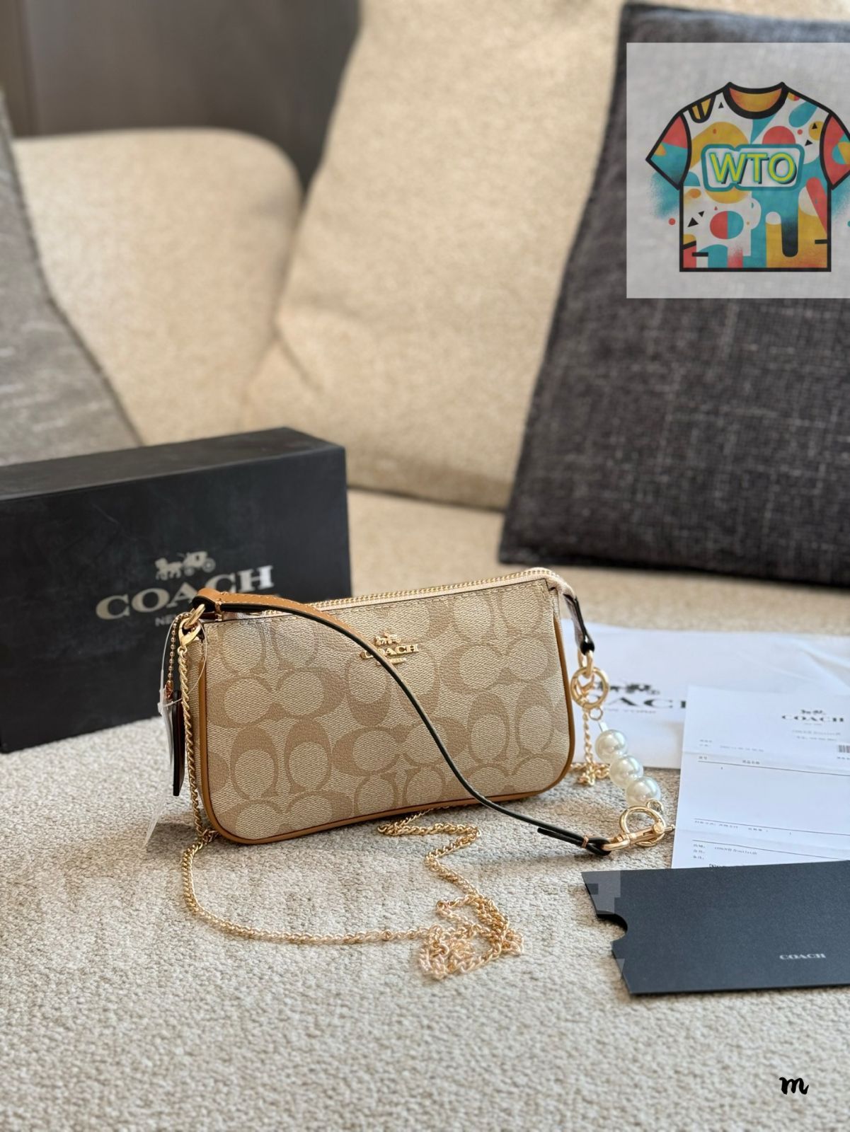 WTO通販 COACH Nolita マージャンバッグ 19 クリーム -WTO輸入-KGV53