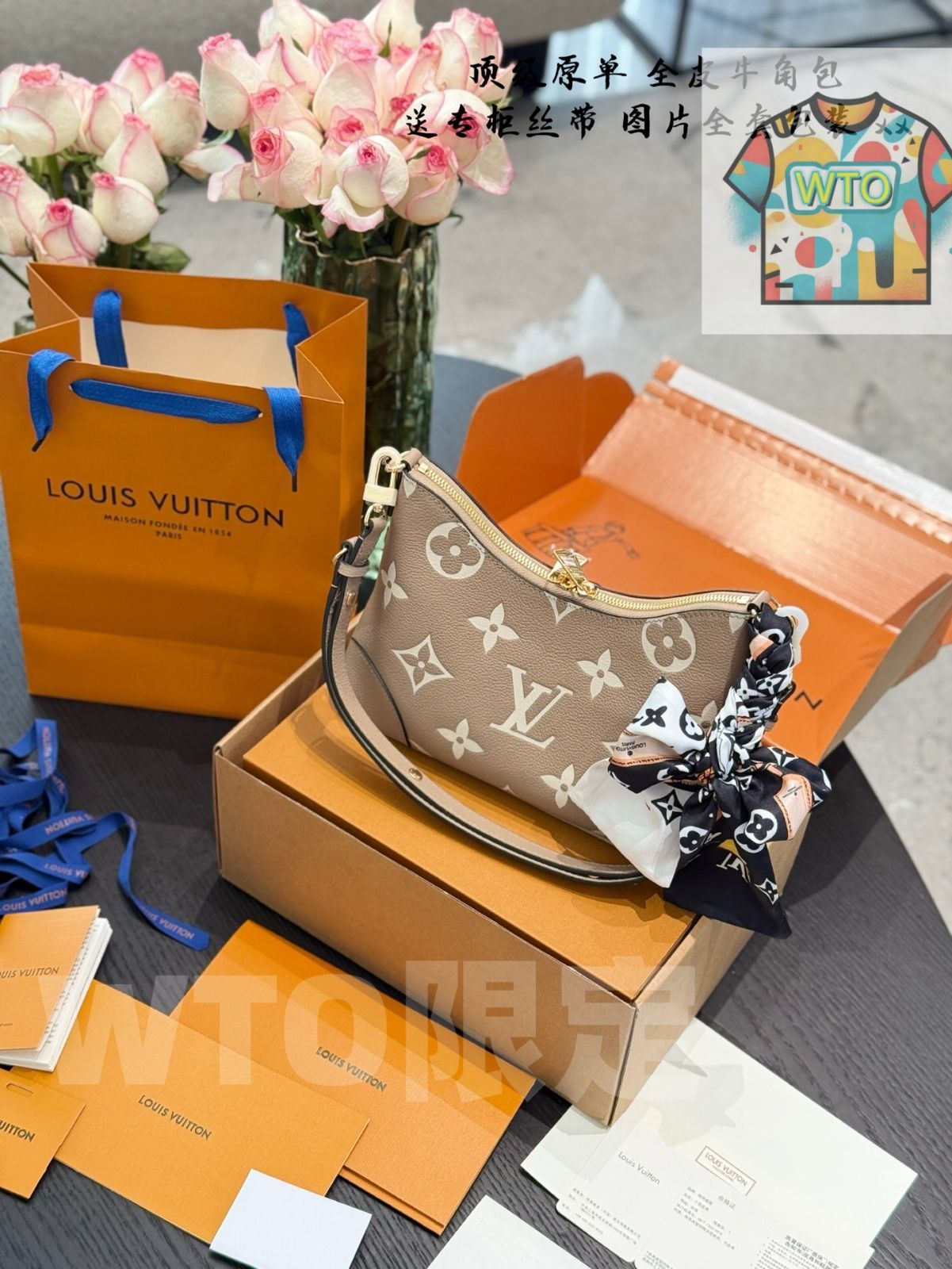 WTO通販 LV New Gray All - Leather Croissant Bag ルイ ヴィトン 新色グレー オールレザー クロワッサンバッグ-WTO輸入-TFA52