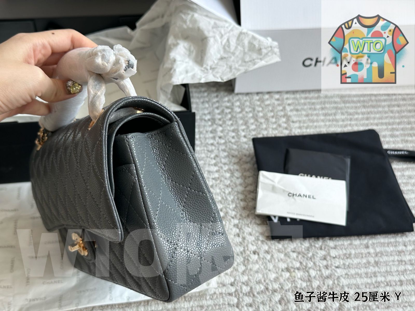WTO通販 CHANEL CF Mini Ball-Grain Leather Bag シャネル CF ミニ ボールグレイン レザー バッグ-WTO輸入-JKC94