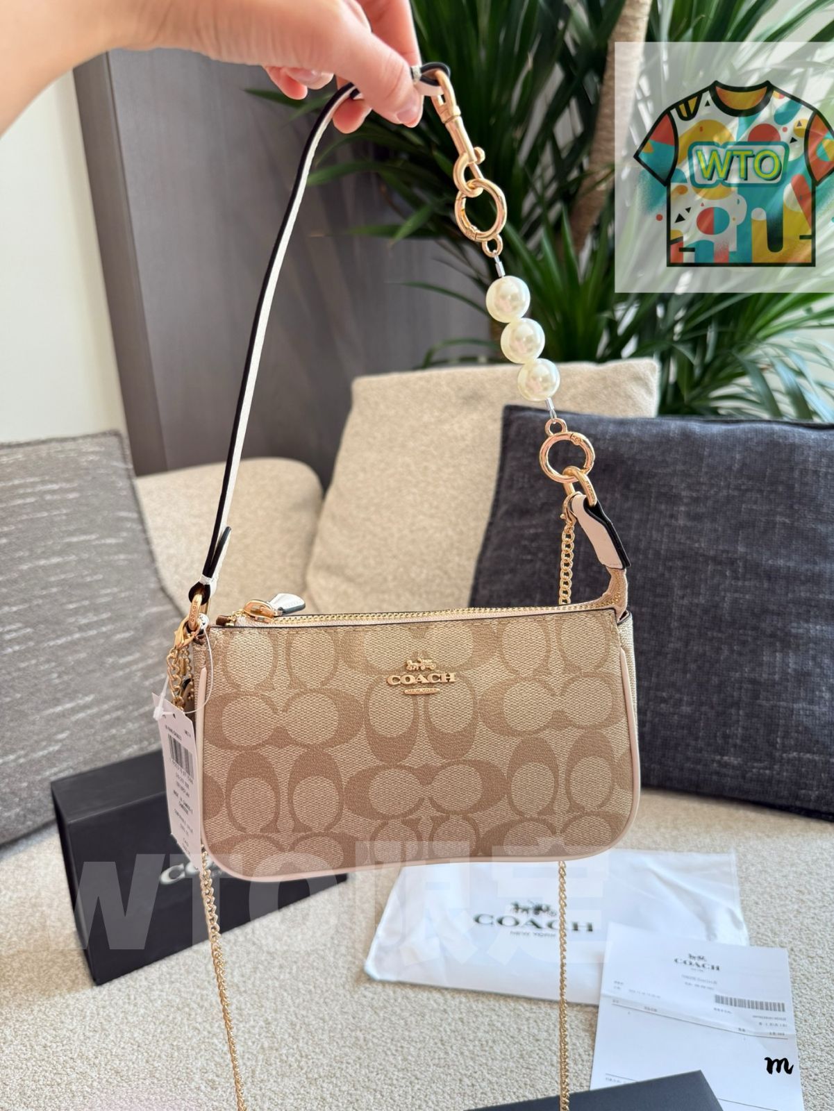 WTO通販 COACH Nolita Mahjong Bag 19 ノリタ マージャンバッグ クリーム -WTO輸入-ELV41