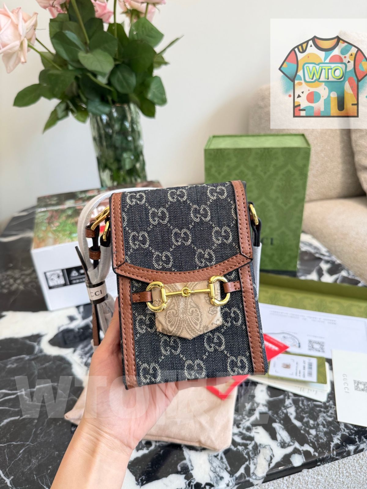  WTO通販 Gucci Horsebit 1955 Mini Phone Bag グッチ ホースビット ミニ フォンバッグ-WTO輸入-KJM 71 ハンドバッグ バッグ