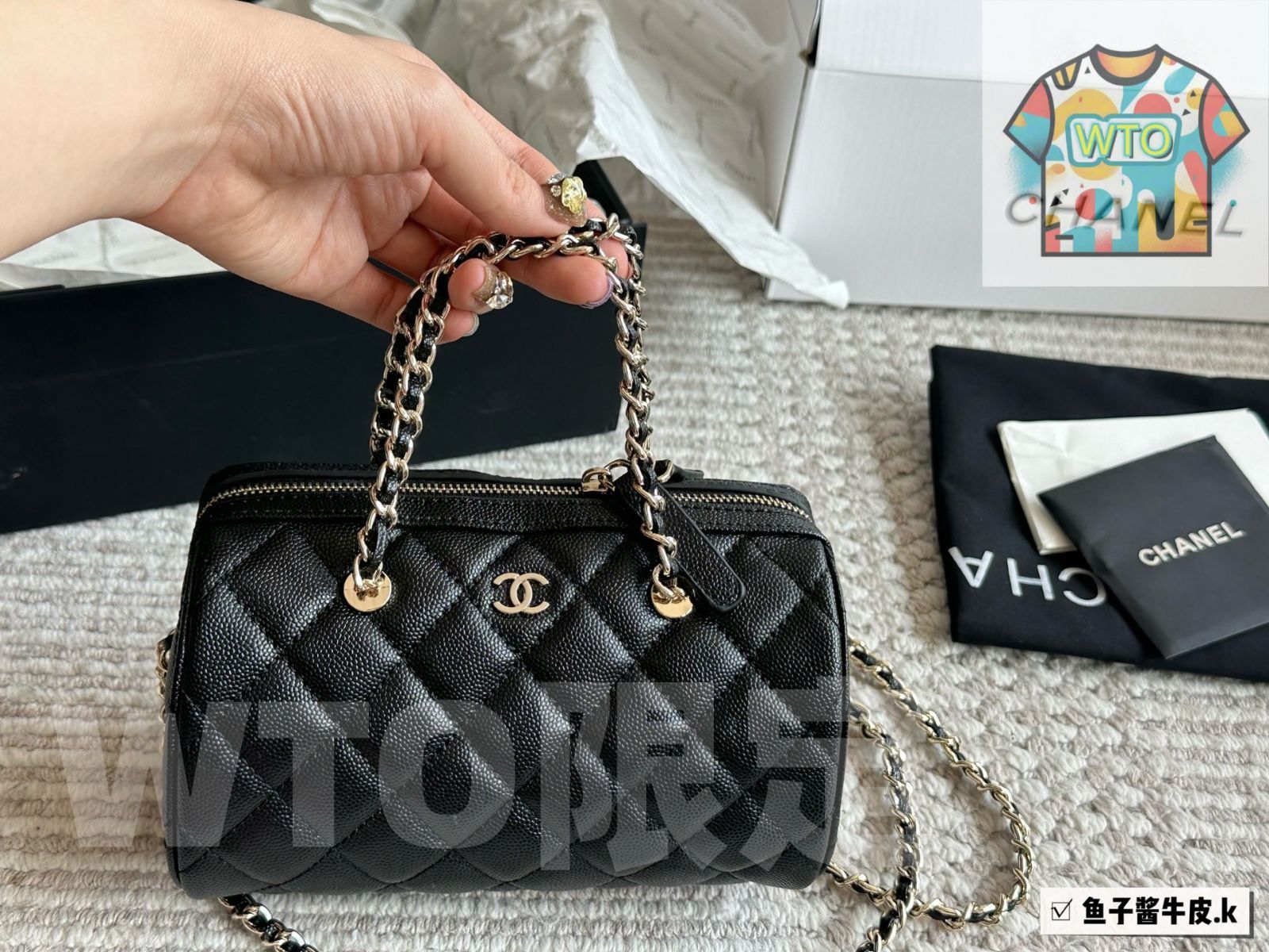 WTO通販 Chanel 25P Bowling Bag シャネル 25P ボウリングバッグ ブラック × ホワイトエッジ -WTO輸入-DGJ00