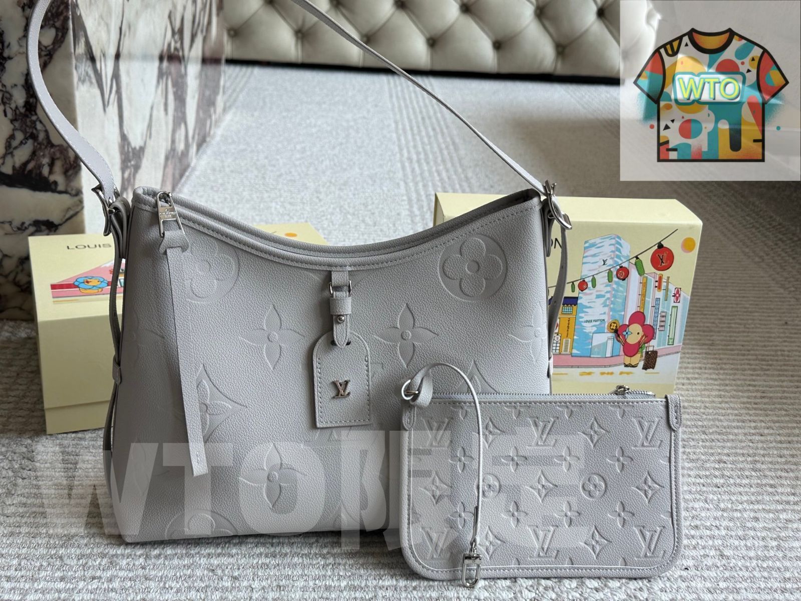 WTO通販 Elephant Gray Elegance Lv Carryall エレファントグレイエレガンス Lv キャリーオール-WTO輸入-JUH44
