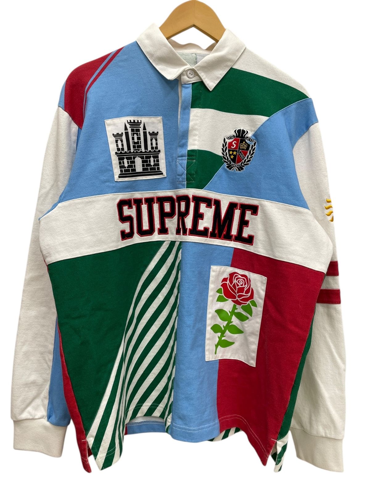 Supreme シュプリーム Rose Rugby ラガーシャツ 2025AW 刺繍 ワッペンロゴ M マルチ メンズ 049