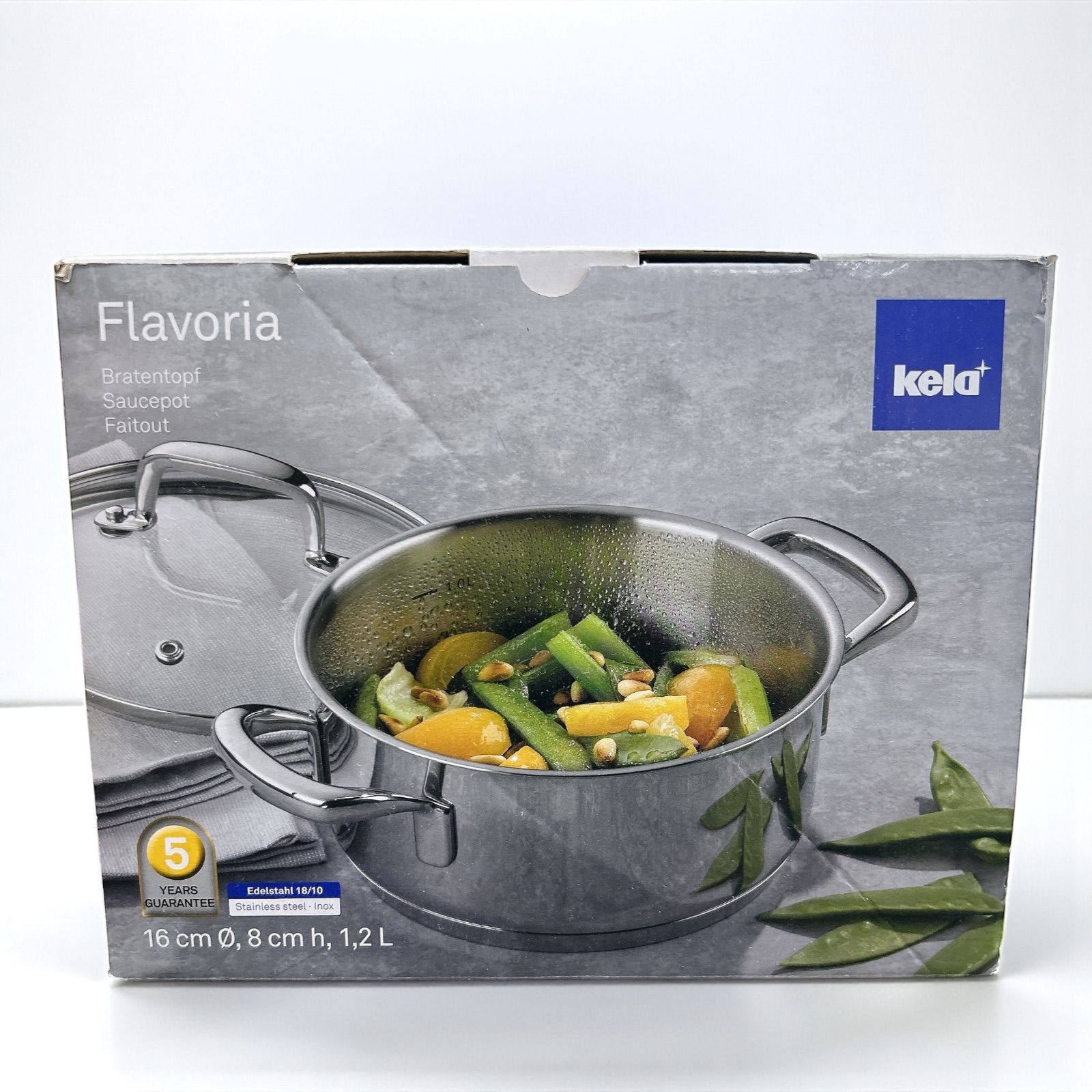 kela ケラ 両手鍋 厚手 耐熱ガラス蓋付きキャセロール 16cm 1.2L Flavoria 10171 IH対応