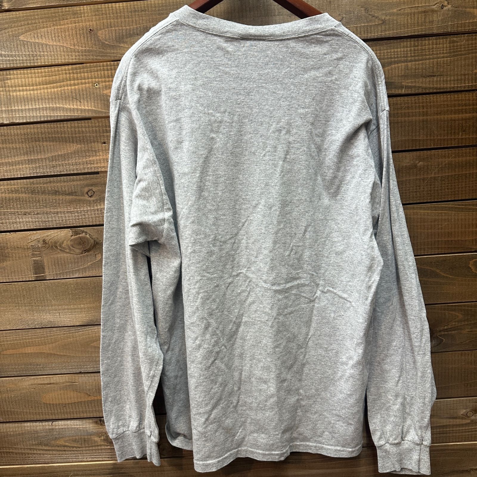 ●ナイキ NIKE 長袖 ビンテージ Tシャツ メンズ 90s ビッグロゴ フロッキー クルーネック グレー 霜降り spe M size