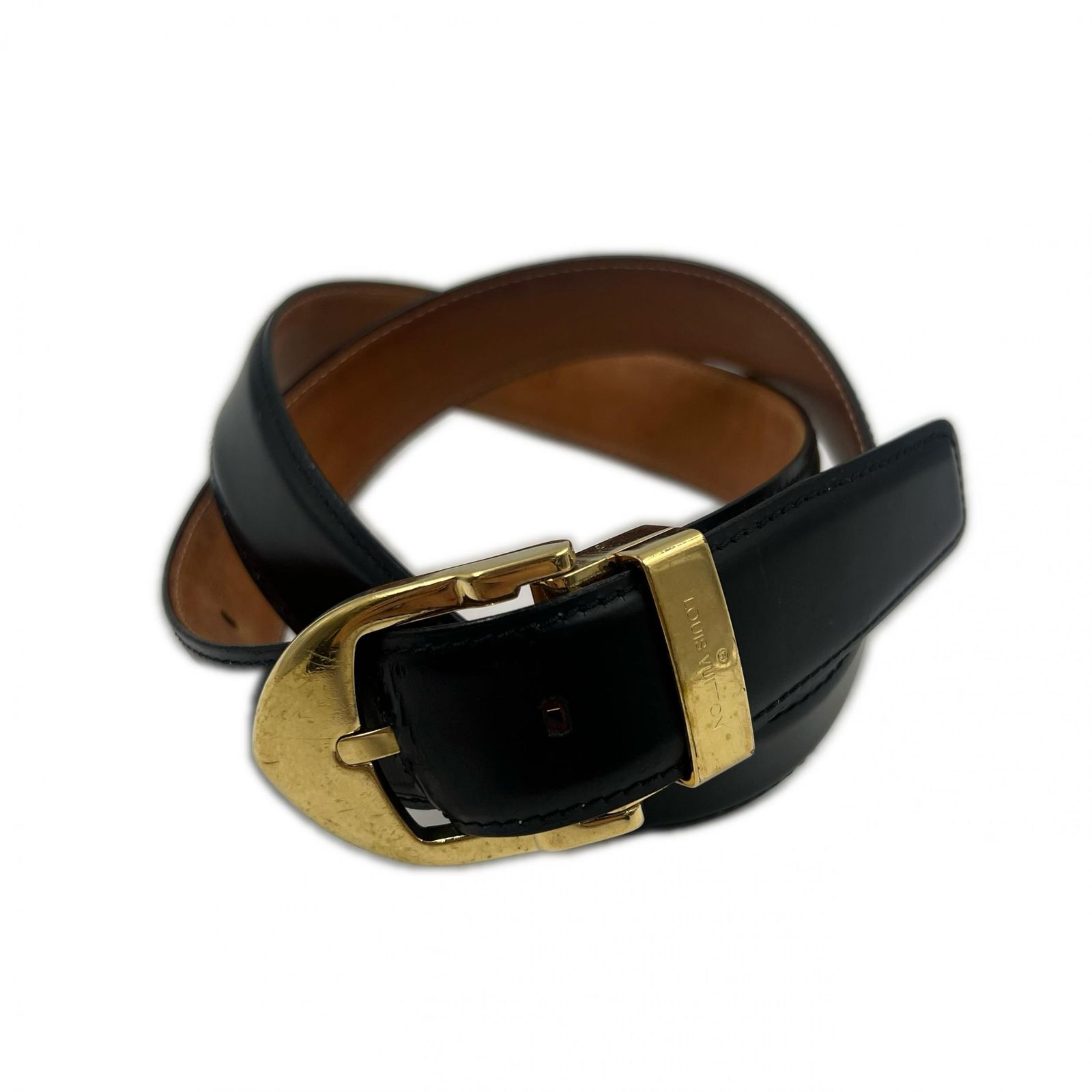 Louis Vuitton レザー ベルト Louis Vuitton ルイヴィトン レザーベルト LV ピラミッドバックル