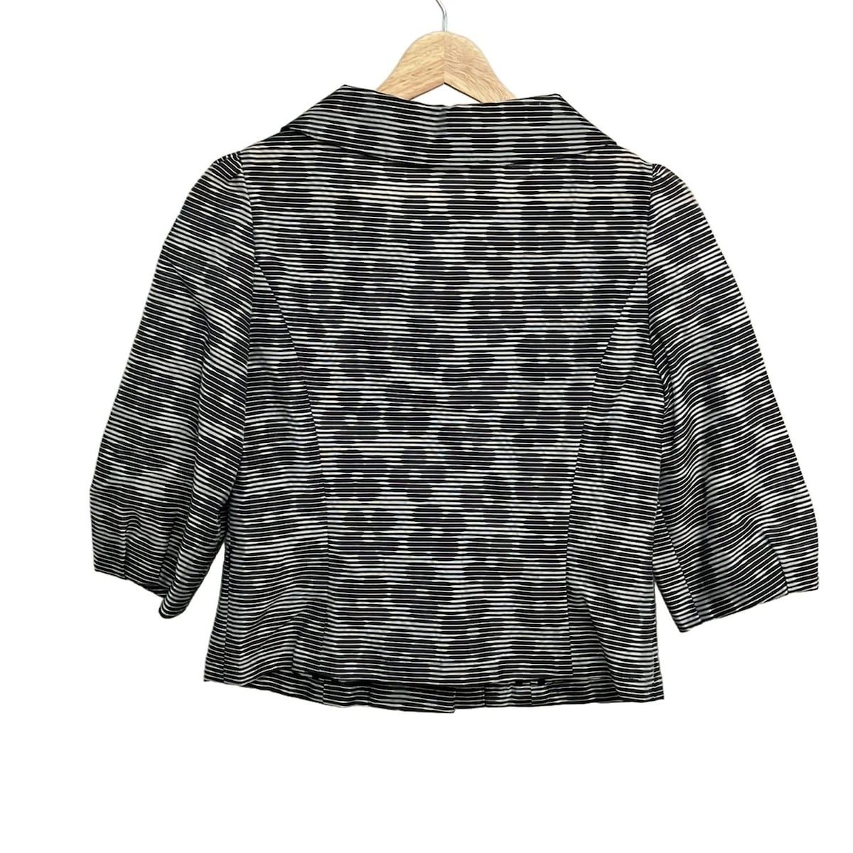 M S GRACY エムズグレイシー ジャケット サイズ38 M レディース - 黒×白 七分袖 ボーダー フラワー 花 春 夏