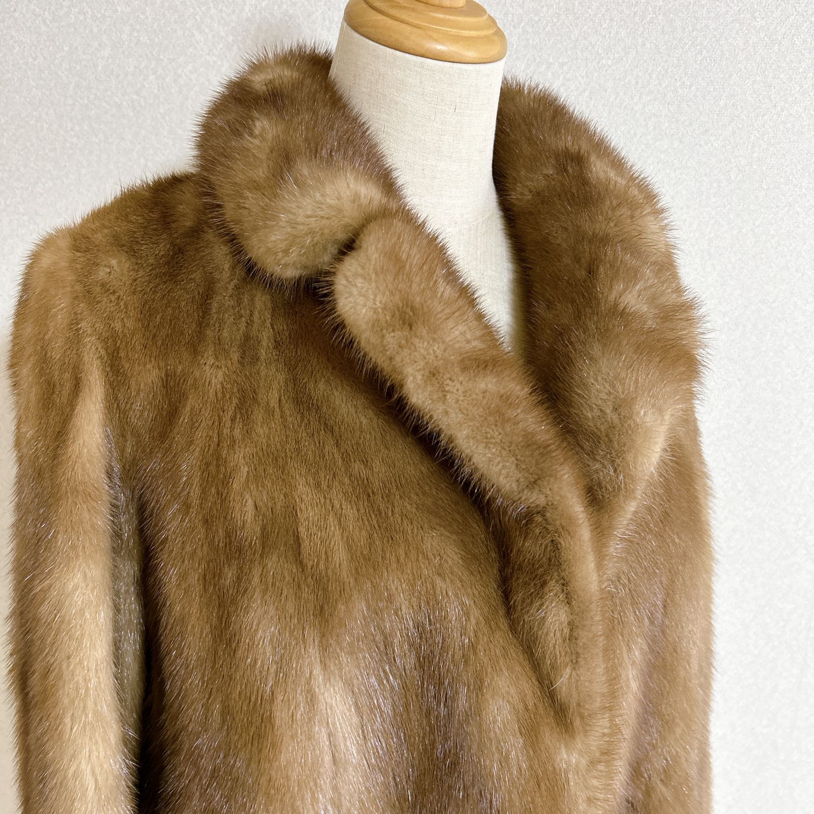 MATSUZAKAYA FUR 毛皮 ミンク コート ベージュ系 ネーム入り 9号 中古