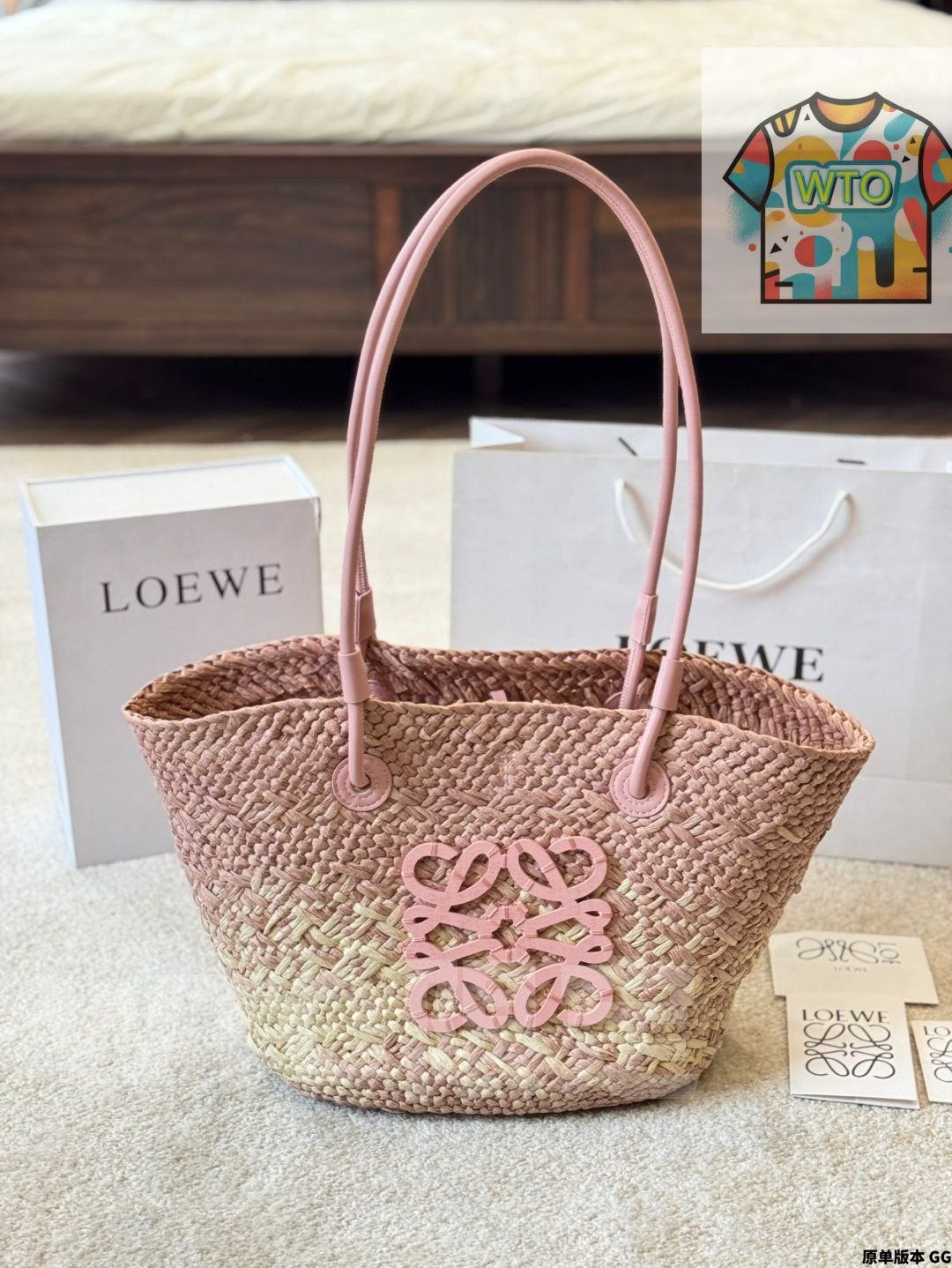 WTO通販 Loewe マカロン 草編み トートバッグ サイズ 30×25cm -WTO輸入-OHK29