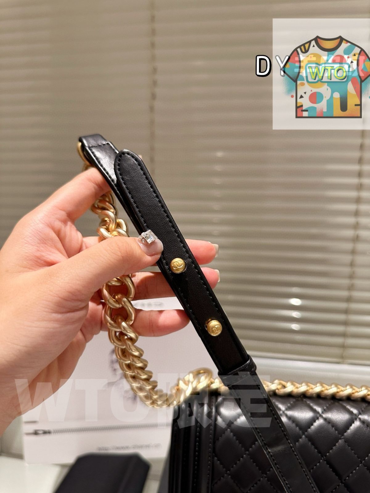 WTO通販 CHANEL 23A Leboy ミニ ライチレザー 萎格紋 金扣 26cm -WTO輸入-QZX58