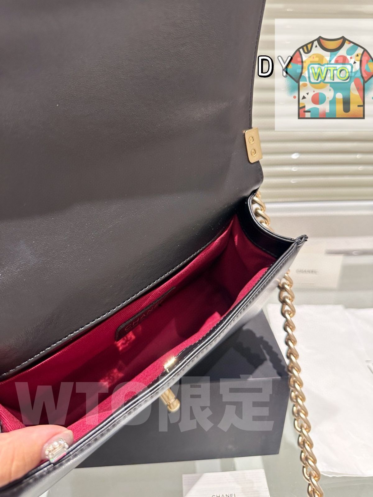  WTO通販 CHANEL 23 A Leboy ミニ ライチレザー 萎格紋 金扣 26 cm -WTO輸入-QZX 58 ショルダーバッグ ショルダーバッグ