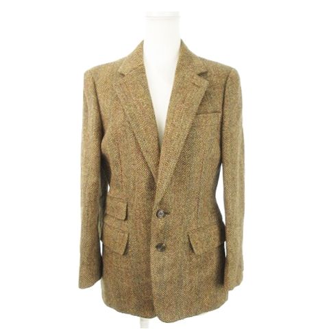 ラルフローレン RALPH LAUREN テーラードジャケット ツイード シングル 総裏地 ダブルベンツ ヘリンボーン 11 茶 ブラウン AH10 GY18