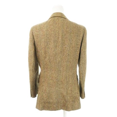 ラルフローレン RALPH LAUREN テーラードジャケット ツイード シングル 総裏地 ダブルベンツ ヘリンボーン 11 茶 ブラウン AH10 GY18