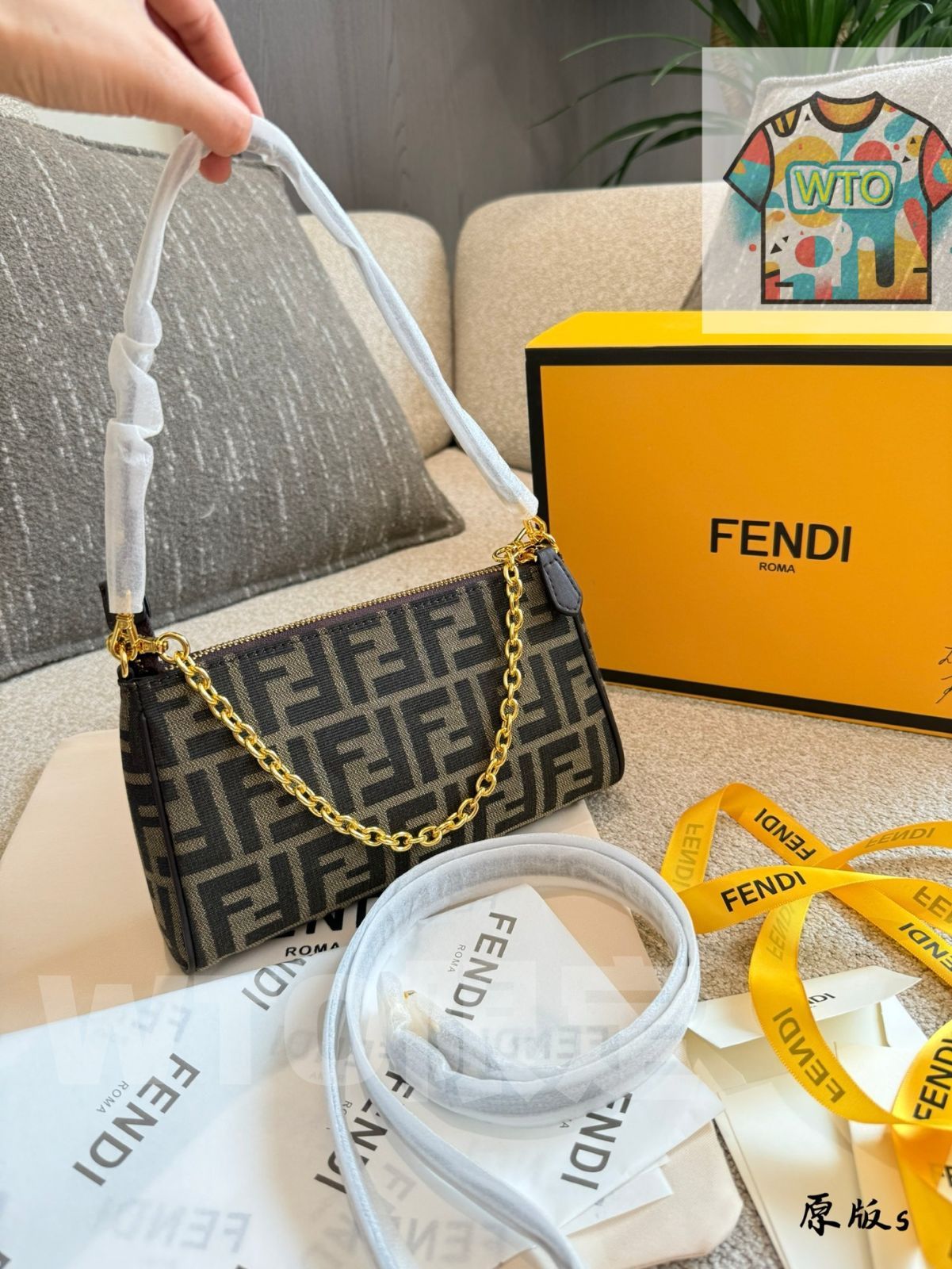 WTO通販 Fendi デュアルストラップ ヴィンテージプリント アンダーアームバッグ-WTO輸入-UGT65