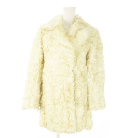 ノーブランド ファーコート ミドル丈 ラムファー 毛皮 ベージュ AO18 GY18