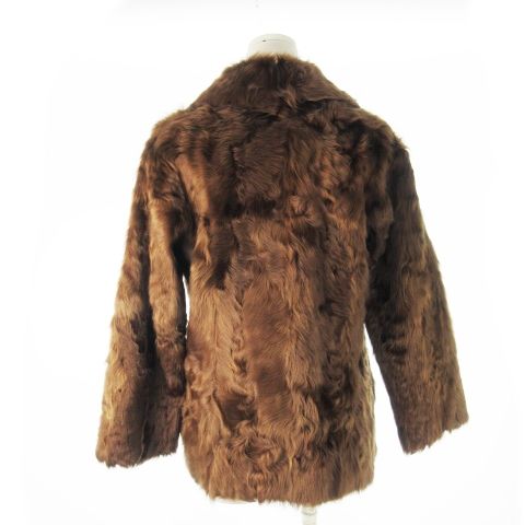 ノーブランド ファーコート ラムファー 毛皮 ミドル丈 茶 ブラウン CK9 GY18