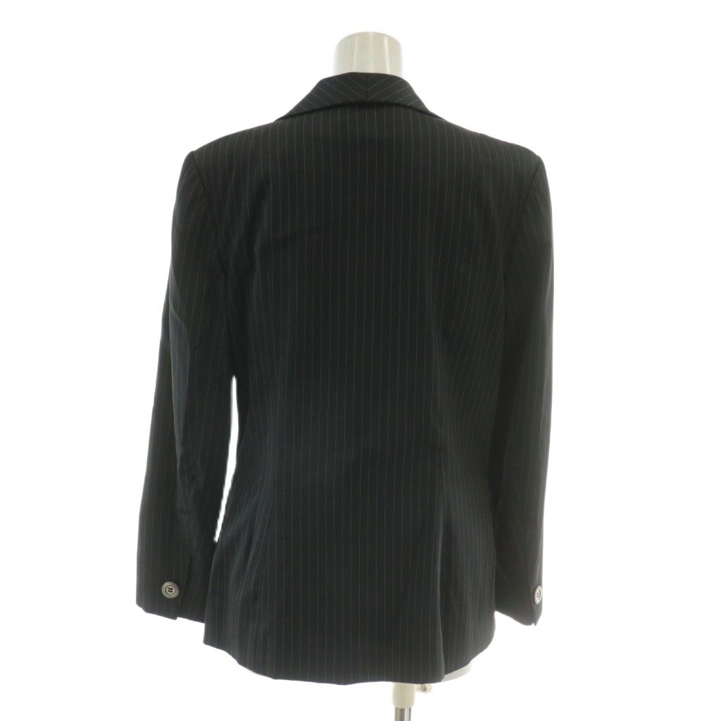 ジバンシィ GIVENCHY スーツ セットアップ 上下 テーラードジャケット シングル 4B 総裏地 肩パッド ノーベント タイトスカート ロング ナイロン ストライプ 38 40 M L 黒 ブラック XZ GY18 GINKGOPHARMACY_COM