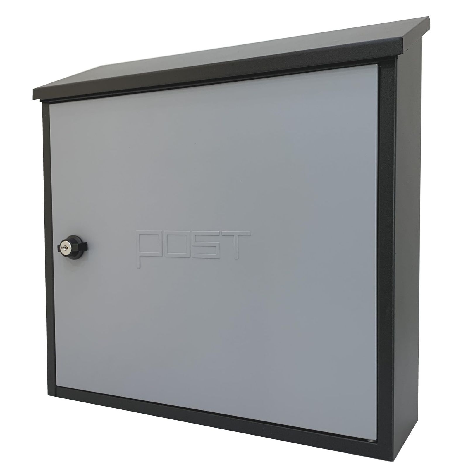 郵便ポスト郵便受け大型メールボックス壁掛け鍵付きマグネット付きグレー灰色ポストpm 201