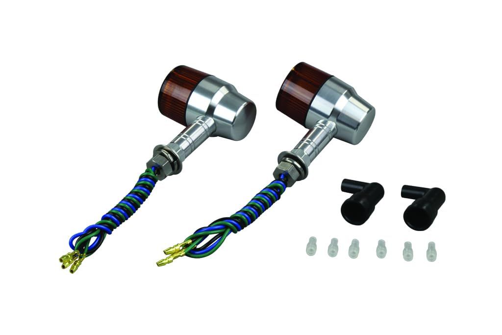 ポッシュフェイス POSH FAITH バイク用品 ウインカー アルミマシンド スーパーバイクミニ ロングステータイプ ダブル球 電球無し 入り M 10 シルバーボディ オレンジレンズ 091432 L 3