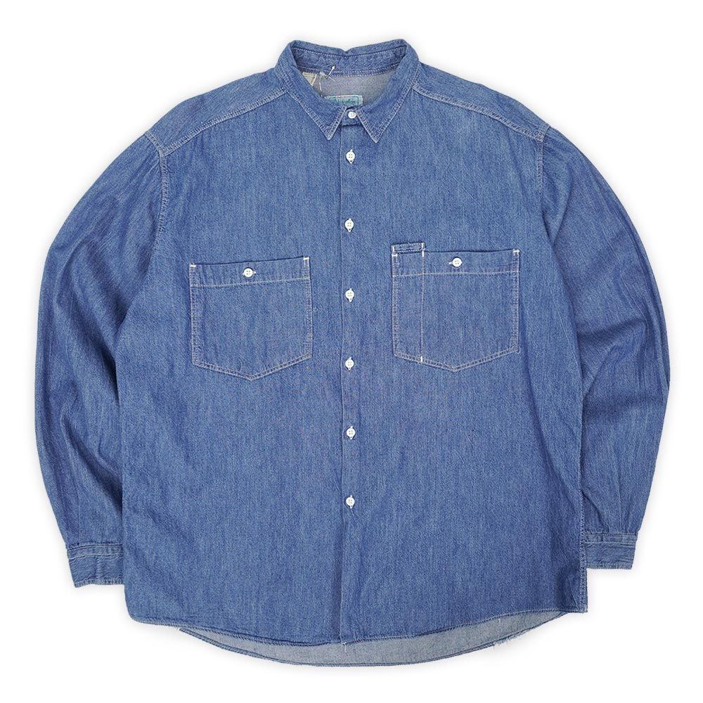 ベネトン BENETTON 90s 90年代 デニムワークシャツ MADE IN ITARY イタリア製 ヴィンテージ アメリカ 古着 メンズ シャツ インディゴブルー XL