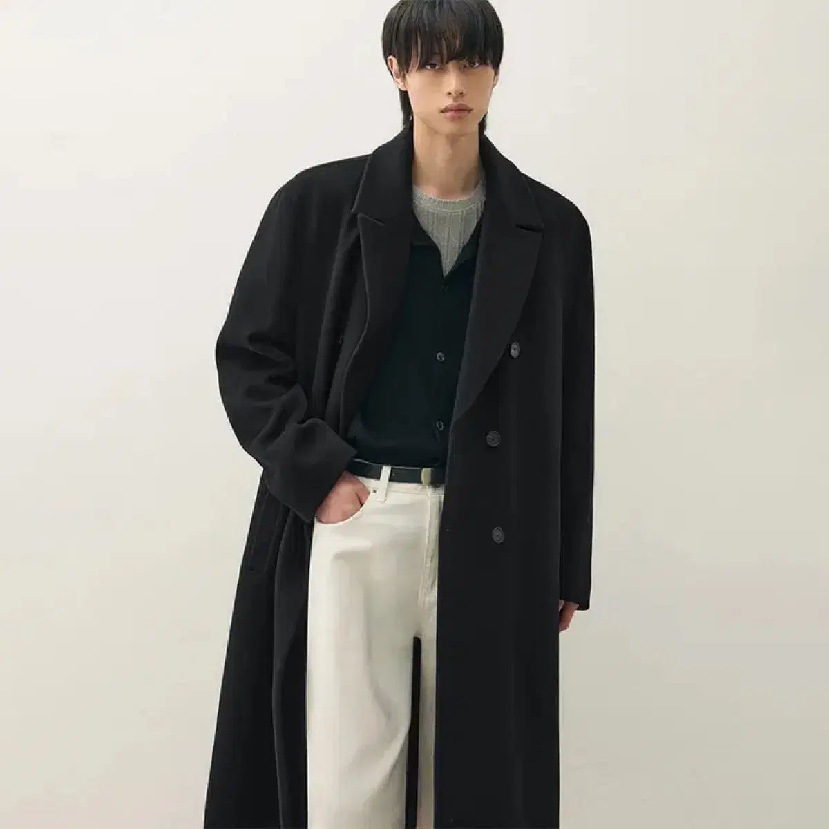 DRAW FIT プレミア ピュア カシミア ローブ ダブルコート L