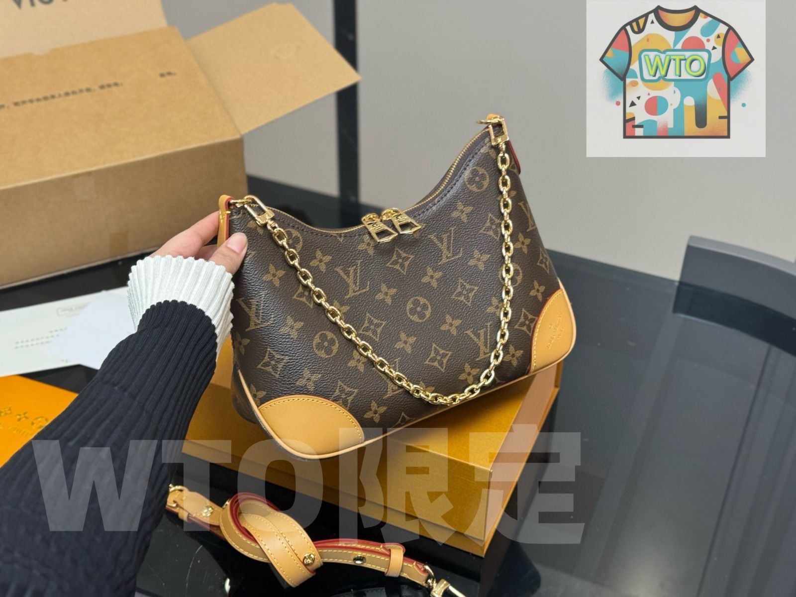 今日 Louis Vuitton ルイ ヴィトン 折りたたみ式ボックス付き ヴィンテージショルダーバッグ 肩帯 チェーン付き-WTO輸入2