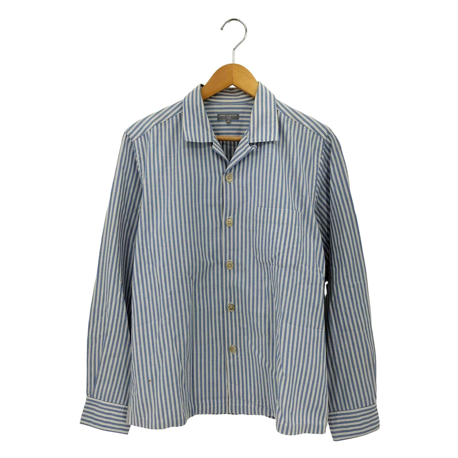 コムデギャルソンオム COMME des GARCONS HOMME 03SS 銀タグ 田中オム ボックスシルエット オープン ストライプ柄 長袖シャツ メンズ M