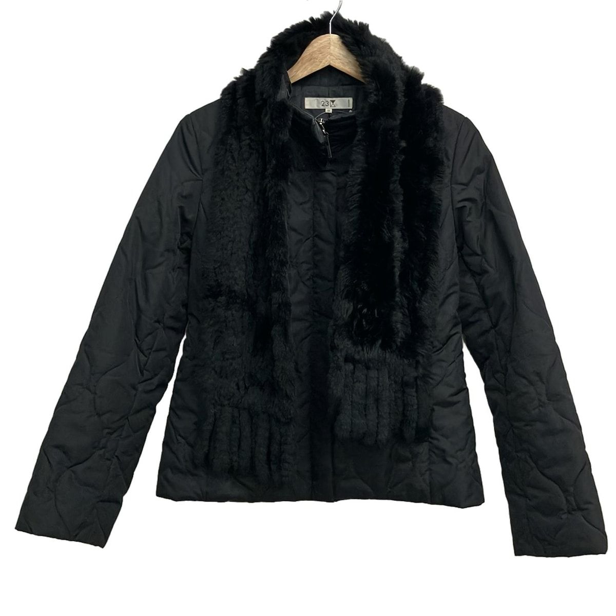 23区 ニジュウサンク コート サイズ40 M レディース - 黒 長袖 ラビット ラパン マフラー取り外し可 中綿 冬