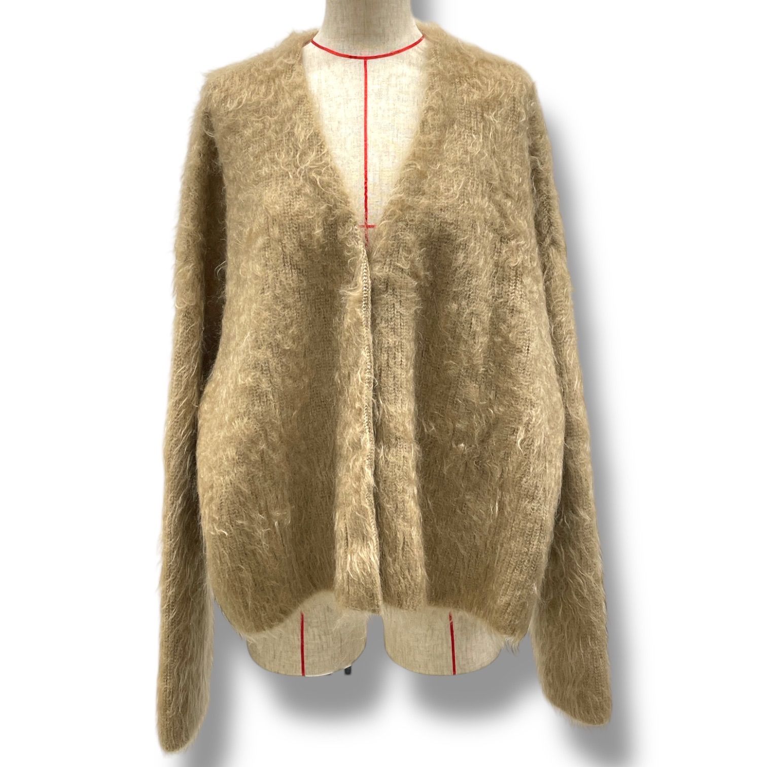 Curensology カレンソロジー ファーリーモヘヤニットカーディガン 羽織り Vネック 長袖 ドットボタン -00 茶色 ブラウン フリーサイズ レディース 冬 ゴーゴー古着 5 No.1170