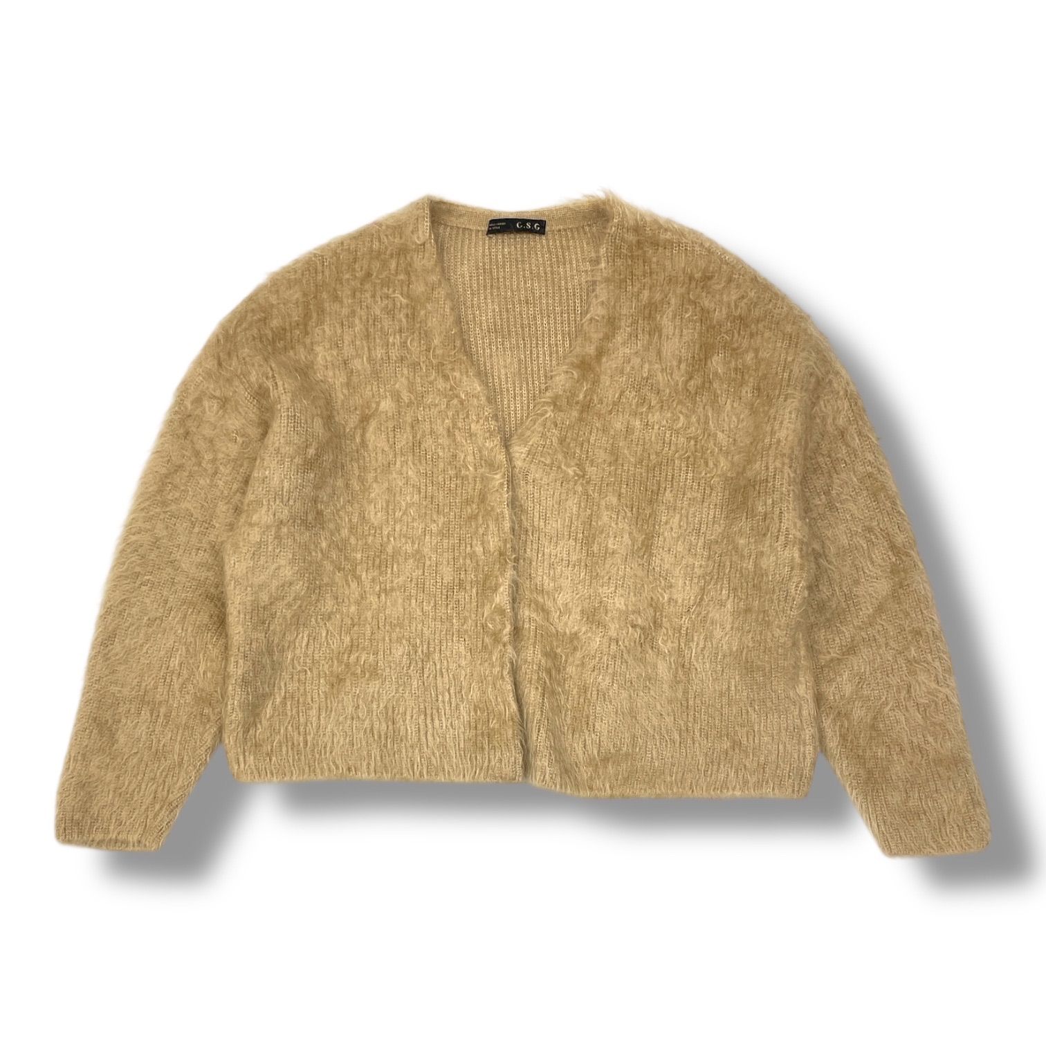  Curensology カレンソロジー ファーリーモヘヤニットカーディガン 羽織り Vネック 長袖 ドットボタン -00 茶色 ブラウン フリーサイズ レディース 冬 ゴーゴー古着 5 No.1170 長袖 カーディガン ボレロ アンサンブル