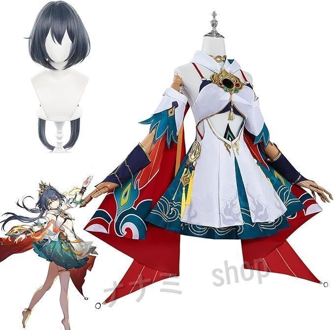 崩壊スターレイル 雲璃 コスプレ衣装 ウィッグ ウンリ コスプレ コスチューム 全セット 髪飾り 付き 耐熱かつら cos