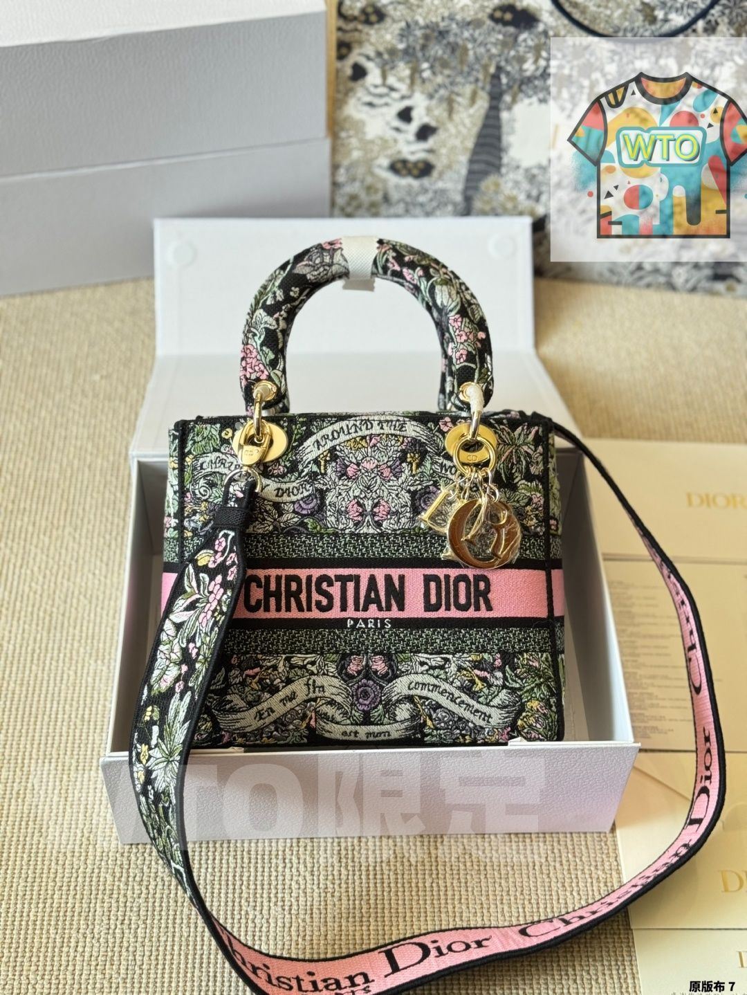 今日 Dior ディオール レディーD-Liteシリーズ 立体感豊かな手刺し繍デザインと流行の太め肩紐-WTO輸入2