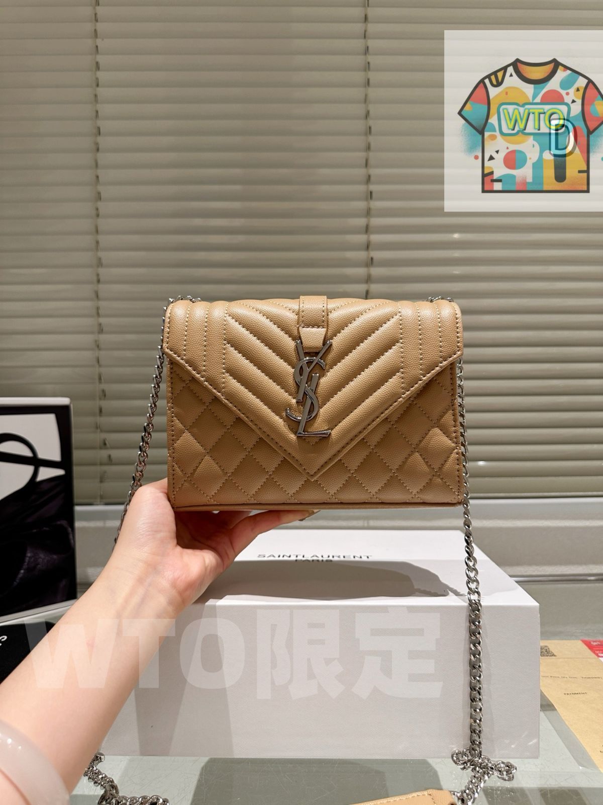 今日 YSL イーエスエル エンベロープシリーズ シンプルなエンベロープ型と金属チェーンデザイン-WTO輸入2