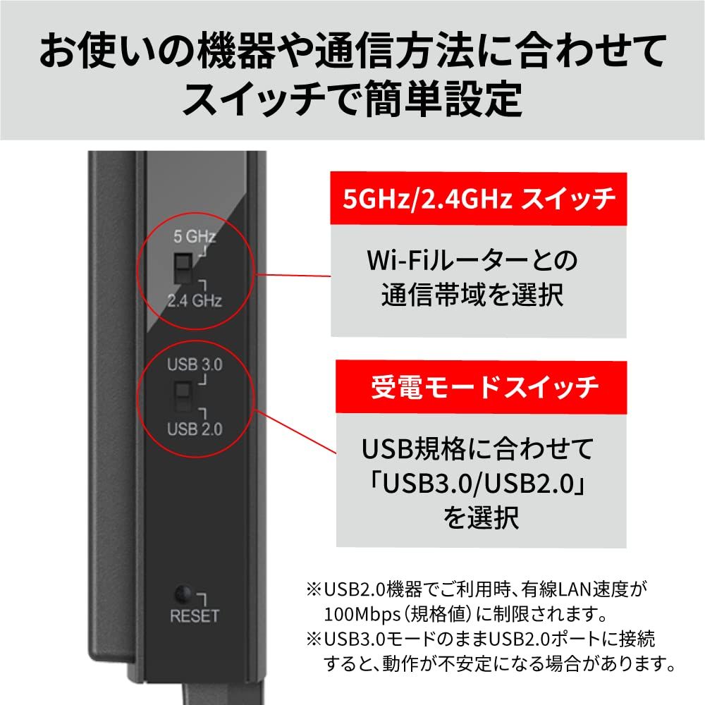 バッファロー | LAN端子用 : 子機 無線LAN Wi-Fiアダプター WiFi 11ac⁄n