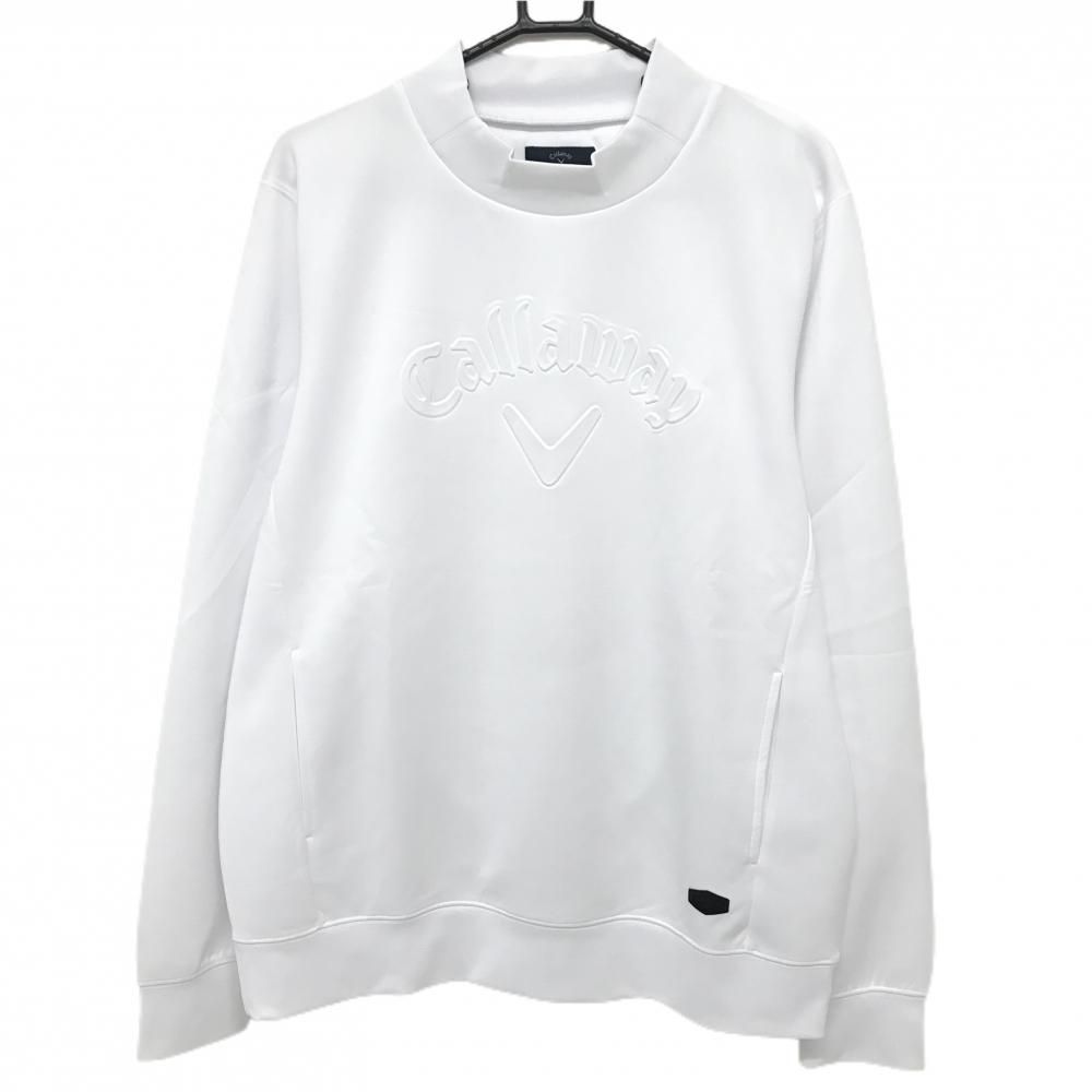 キャロウェイ ハイネックトレーナー 白 フロントロゴ メンズ 3L ゴルフウェア 大きいサイズ モデル Callaway